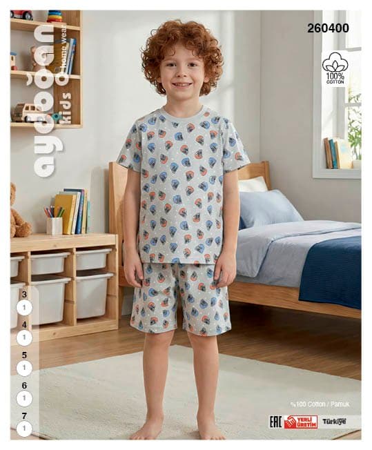 Boys' Grey Space Shorts PJ Set
