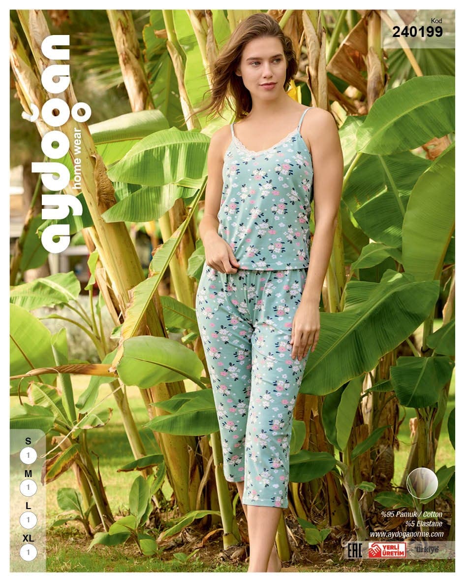 Mint Floral Cami & Capri Set