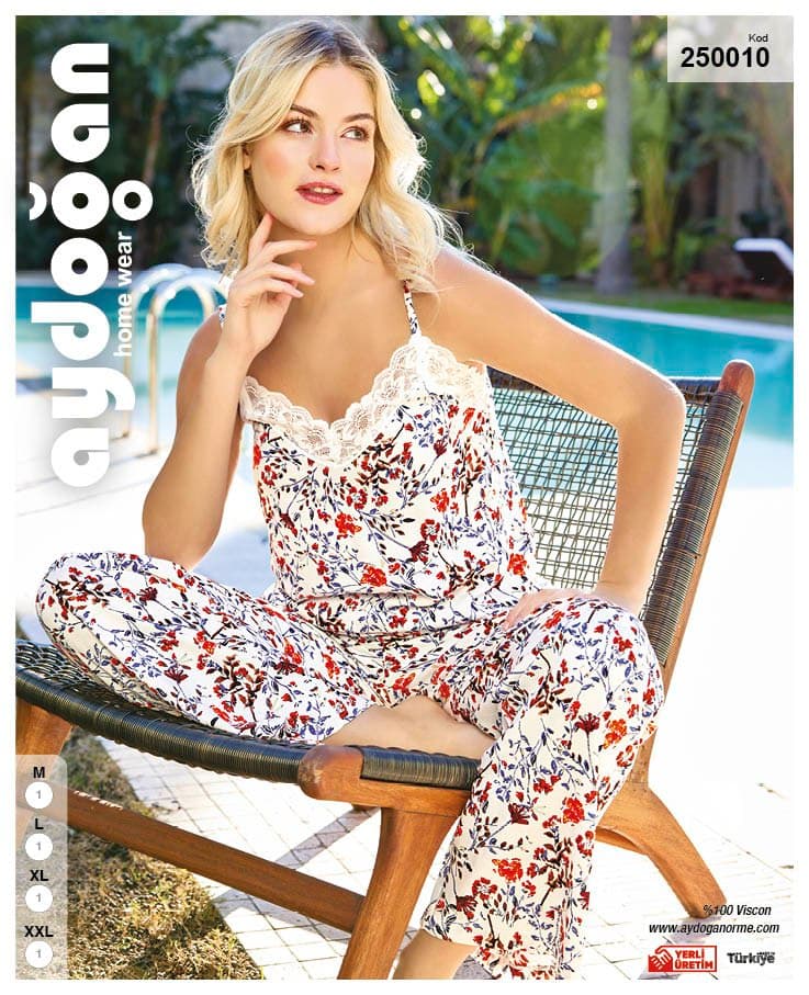 White Floral Cami Pants Set