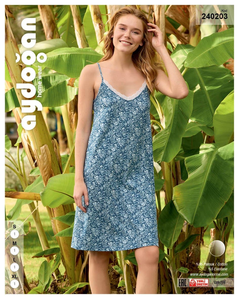 Blue Floral Nightgown