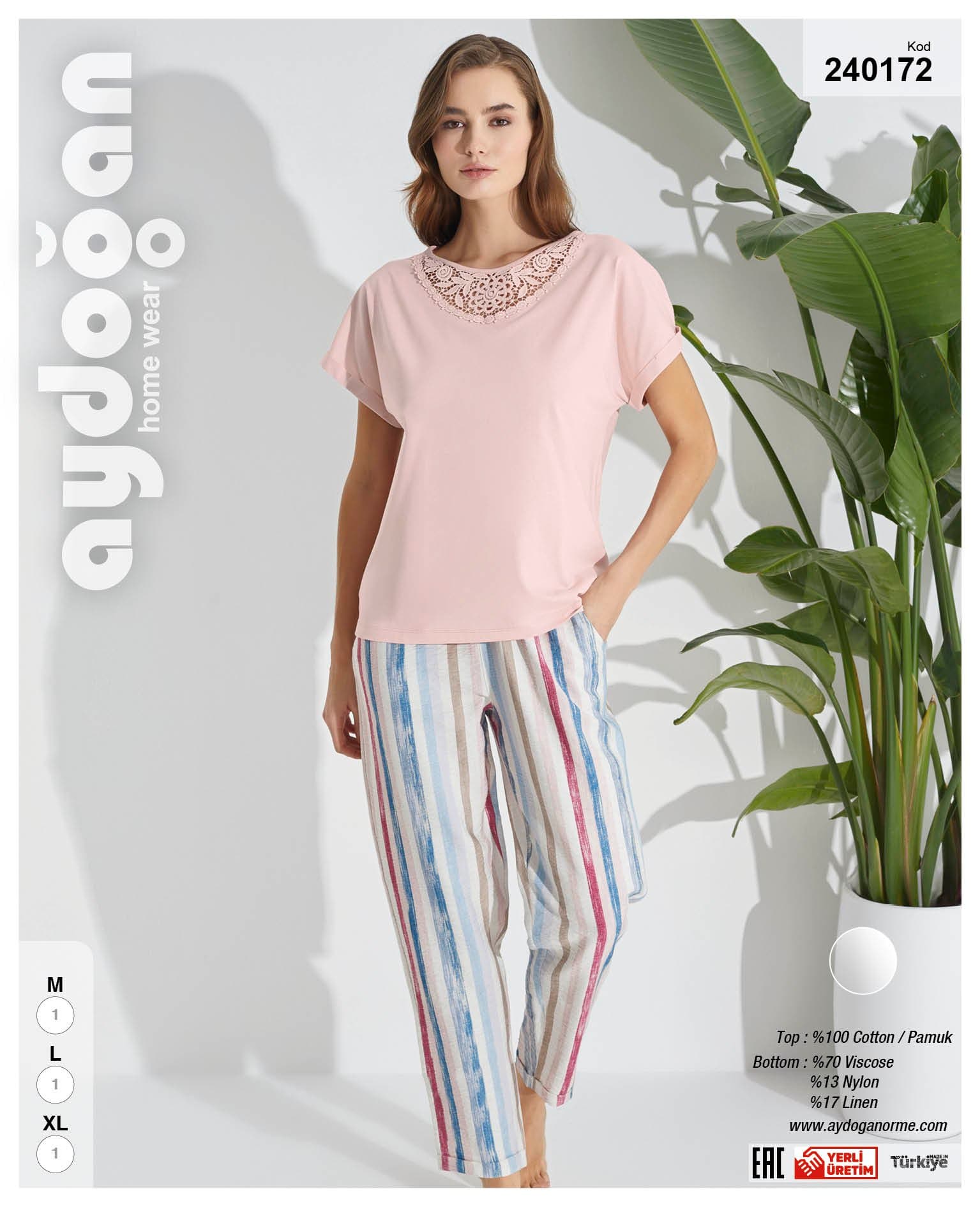 Pink Solid Pants PJ Set