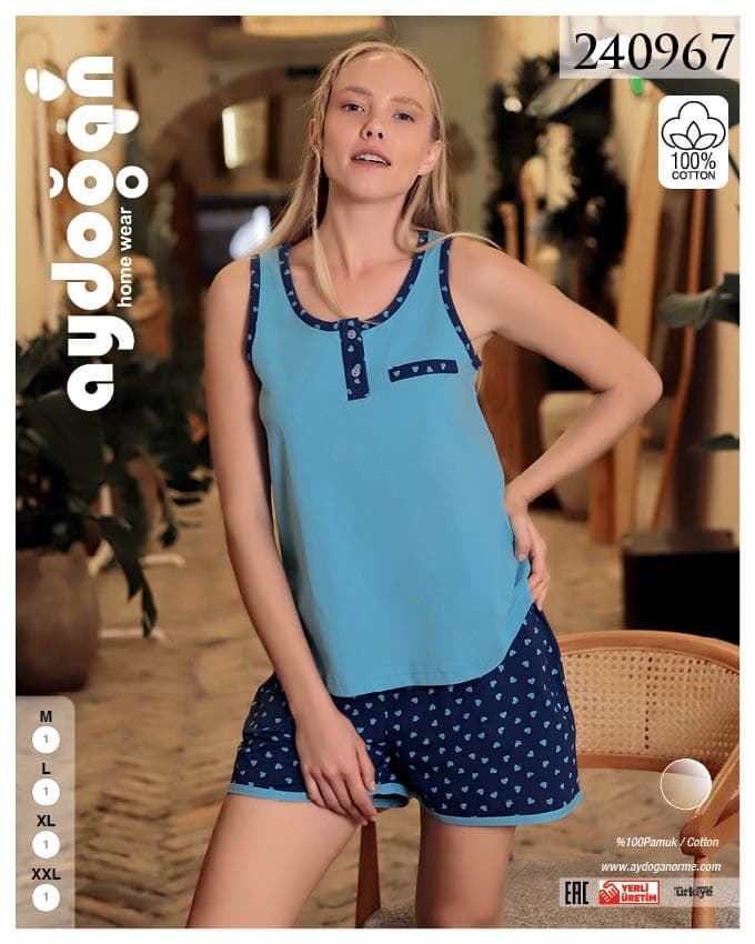 Light Blue Waffle Shorts PJ Set