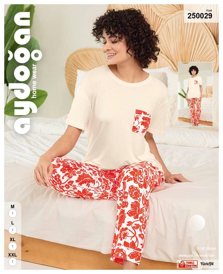 Black Floral Pants PJ Set